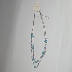 Kim Rogers Aqua and Silver Multi-Strand Necklace